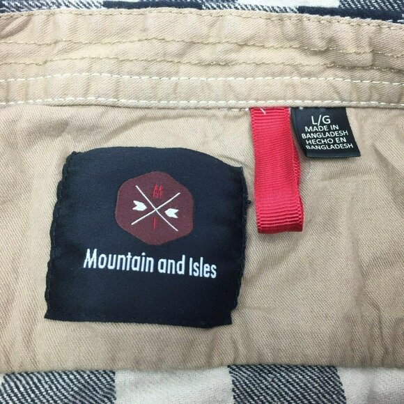 Mountain & Isles Mens Black White Buffalo Check Flannel Button Shirt Size Large - Picture 4 of 4